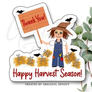 Thank You! Happy Harvest Season! - 2" (inches) (96ct.)  [GD168-96]